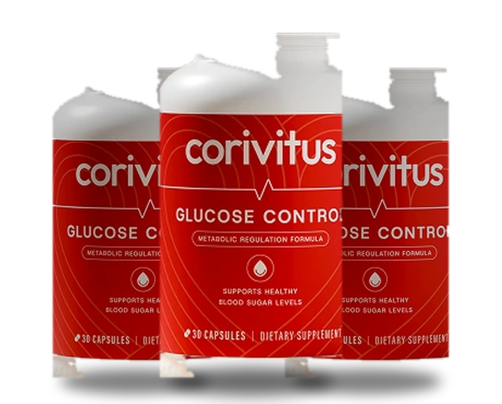 Three bottles of Corivitus Glucose Control blood sugar support capsules